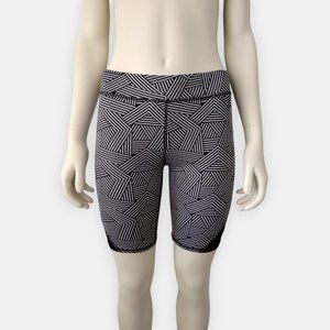 Athletic Works Black and White Striped Stretch Biker Shorts Size S / M